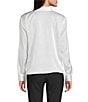 KARL LAGERFELD PARIS Woven Satin Printed Point Collar Long Sleeve Button Down Blouse, Color:Soft White/Gold - Image 2