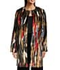 KARL LAGERFELD PARIS Zebra Pattern Faux Fur Collarless Hook Front Single Breasted Coat, Color:Multi - Image 1