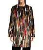 KARL LAGERFELD PARIS Zebra Pattern Faux Fur Collarless Hook Front Single Breasted Coat, Color:Multi - Image 2