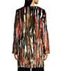 KARL LAGERFELD PARIS Zebra Pattern Faux Fur Collarless Hook Front Single Breasted Coat, Color:Multi - Image 3
