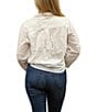 Karyn Seo Alanis Hand-Embroidered Spread Collar Long Sleeve Button-Front Self-Tie Blouse, Color:White - Image 2
