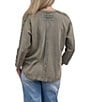 Karyn Seo Cecily Knit Thermal V-Neck 3/4 Sleeve Top - Image 2