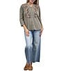 Karyn Seo Cecily Knit Thermal V-Neck 3/4 Sleeve Top - Image 3