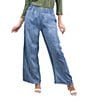 Karyn Seo Coreen Chambray Woven Wide Leg Ankle Length Elastic Waist Pull On Pants - Image 1