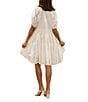 Color:White - Image 2 - Floral Embroidery V Neckline Short Sleeve Dress