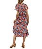 Color:Multi - Image 2 - Floral Printed V-Neck Short Sleeve Midi Dress