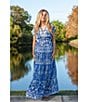 Karyn Seo Gypsy Bohemian Print Cinched Waist V-Neck Short Sleeve Maxi Dress, Color:Blue Multi - Image 3