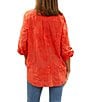 Color:Spicy Orange - Image 2 - Hand Embordered Floral Long Sleeve Collared Blouse