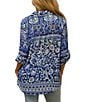 Karyn Seo Holly Bohemian Print Chiffon Spread Collar Long Sleeve Button Front Shirt, Color:Blue Multi - Image 2