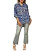 Karyn Seo Holly Bohemian Print Chiffon Spread Collar Long Sleeve Button Front Shirt, Color:Blue Multi - Image 3