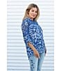 Karyn Seo Holly Bohemian Print Chiffon Spread Collar Long Sleeve Button Front Shirt, Color:Blue Multi - Image 5