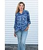 Karyn Seo Holly Bohemian Print Chiffon Spread Collar Long Sleeve Button Front Shirt, Color:Blue Multi - Image 6