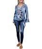 Karyn Seo Ida Woven Solid V-Neck Long Sleeve Left Side Hem Tie Blouse - Image 3
