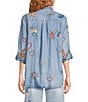 Karyn Seo Lil Chambray Doodle Embroidered Long Sleeve Button Front Shirt, Color:Multi - Image 2