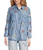 Karyn Seo Lil Chambray Doodle Embroidered Long Sleeve Button Front Shirt, Color:Multi - Image 3