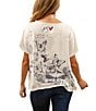 Karyn Seo Sariah Graphic Print Crew Neck Flutter Sleeve Oversize Fit Boxy Tee, Color:Ivory - Image 2