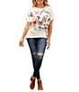 Karyn Seo Sariah Graphic Print Crew Neck Flutter Sleeve Oversize Fit Boxy Tee, Color:Ivory - Image 3