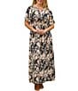 Color:Multi - Image 1 - Stella Woven Abstract Print V-Neck Short Sleeve Smocked Waist Maxi Dress