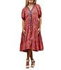 Karyn Seo Talin Floral Cotton Voile Midi Dress, Color:Red Floral - Image 1