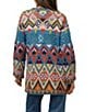Karyn Seo Wool Blend Benita Bohemian Abstract Geometric Long Sleeve Open Front Cardigan, Color:Multicolor - Image 2