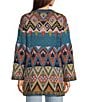 Karyn Seo Wool Blend Benita Bohemian Abstract Geometric Long Sleeve Open Front Cardigan, Color:Multicolor - Image 5