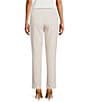 Kasper Crepe Fly Front Slim Pants, Color:Parchment - Image 2