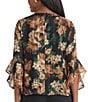 Kasper 3/4 Ruffle Sleeve Floral Print Blouse, Color:Evergreen Multi - Image 2