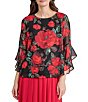 Kasper 3/4 Ruffle Sleeve Floral Print Top - Image 1