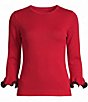 Kasper 3/4 Sleeve Crew Neck Contrast Sleeve Hem Top - Image 3