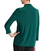 Kasper 3/4 Sleeve Knot Front Jersey Knit Blouse - Image 2
