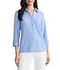 Kasper 3/4 Sleeve Split Cuff Button Front Shirt - Image 1