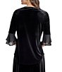 Kasper 3/4 Sleeve Split Neck Velvet Top - Image 2