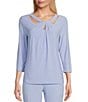 Color:California Sky - Image 1 - 3/4 Sleeve Twisted Neck Top