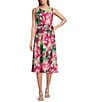 Kasper Abstract Floral Scuba Crepe Sleeveless Fit and Flare Dress, Color:Vanilla Ice Multi - Image 1
