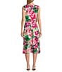 Kasper Abstract Floral Scuba Crepe Sleeveless Fit and Flare Dress, Color:Vanilla Ice Multi - Image 2