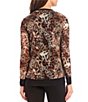 Color:Chocolate/Doe Combo - Image 2 - Button Front Animal Mesh V-Neck Long Sleeve Cardigan