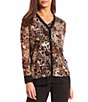 Color:Chocolate/Doe Combo - Image 4 - Button Front Animal Mesh V-Neck Long Sleeve Cardigan
