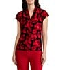 Kasper Cap Sleeve Funnel Neck Blouse - Image 1