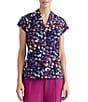 Kasper Cap Sleeve Printed Jersey Knit Blouse - Image 1