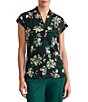 Kasper Cap Sleeve Printed Jersey Knit Top - Image 1
