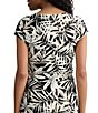 Kasper Cap Sleeve Tie Front Printed Jersey Knit Blouse - Image 2