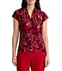 Kasper Cap Sleeve V-Neck Velvet Top - Image 1