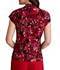 Kasper Cap Sleeve V-Neck Velvet Top - Image 2