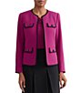 Kasper Contrast Trim Open Front Blazer - Image 1