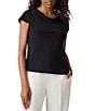 Kasper Cowl Neck Cap Sleeve Cami, Color:Black - Image 1