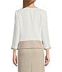 Kasper Crepe Colorblock Open Front Cardigan, Color:Lily White/Summer Straw - Image 2