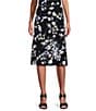 Color:Black/California Sky Multi - Image 1 - Crepe Floral Print Flare Hem Coordinating A-Line Midi Skirt