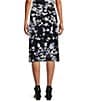 Color:Black/California Sky Multi - Image 2 - Crepe Floral Print Flare Hem Coordinating A-Line Midi Skirt