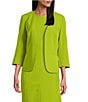 Kasper Crepe Multi Seam Cuff Sleeve Cardigan, Color:Kiwi - Image 1