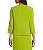 Kasper Crepe Multi Seam Cuff Sleeve Cardigan, Color:Kiwi - Image 2